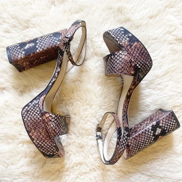 Vince Camuto Chastin Platform Snake Sandals Brown - Size 8.5 - Picture 3 of 10